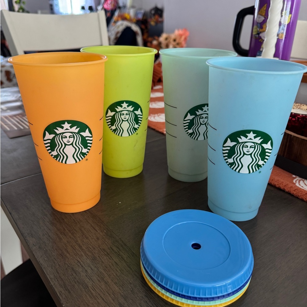 Starbucks Reusable Colorful color changing cold Cups Set - Picture 2 of 3